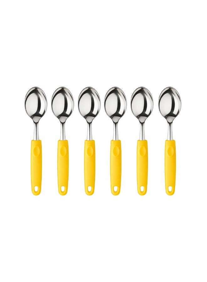 ديسينت ديسنت ستينلس ستيل تي سبون سِت أوف 6 | ميرر فينيش | إيرغونومِك هاندل | دزرت آند كوفي سبون سِت فور هوم، كيتشن، ريستورانت، ديش واشر سيف - Image 1